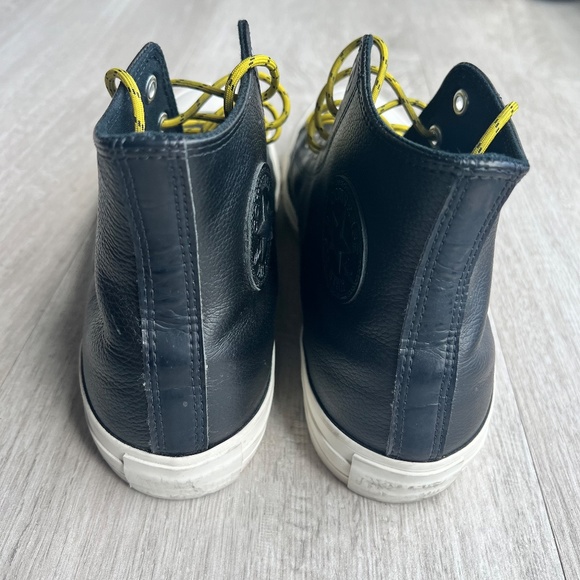Converse, Chuck Taylor All Star HI Leather Mens Size 11, Black/Bold Citron/Egret - Picture 5 of 9
